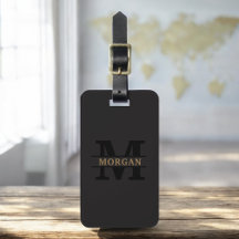 Minimalista do Monograma Moderno Dourado Negro