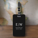 Etiqueta De Bagagem Minimalista do Monograma Moderno Negro e Branco<br><div class="desc">Eleve sua experiência de viagem com nossa Tag de bagagem monográfica clássica e moderna minimalista e elegante. Esse acessório meticulosamente projetado combina elegância de eterno com minimalismo contemporâneo, garantindo que sua bagagem se destaca com sofisticação. Feito com precisão e atenção aos detalhes, esta etiqueta de bagagem é mais do que...</div>