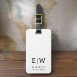 Etiqueta De Bagagem Minimalista do Monograma Moderno Negro e Branco<br><div class="desc">Eleve sua experiência de viagem com nossa Tag de bagagem monográfica clássica e moderna minimalista e elegante. Esse acessório meticulosamente projetado combina elegância de eterno com minimalismo contemporâneo, garantindo que sua bagagem se destaca com sofisticação. Feito com precisão e atenção aos detalhes, esta etiqueta de bagagem é mais do que...</div>
