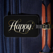 Minimalista Elegante Ouro Tipografia Feliz - Cláss