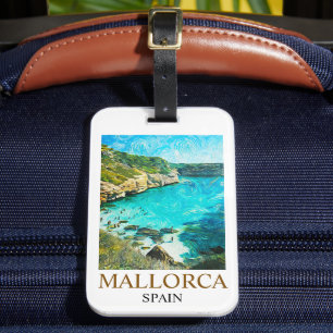 Etiqueta De Bagagem Minimalista Mallorca Espanha Pintura a Óleo Medite