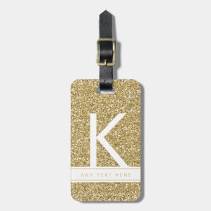 Etiqueta De Bagagem Mínimo Moderno Mínimo Dourado Glitter Clássico