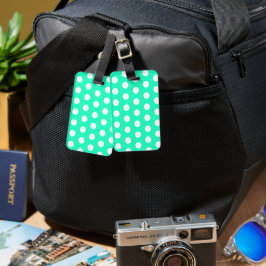 Etiqueta De Bagagem Mint Green e Bolinhas brancas