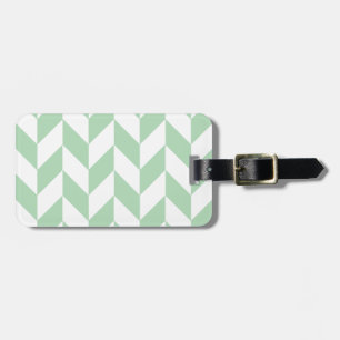 Etiqueta De Bagagem Mint Green Herringbone Pattern