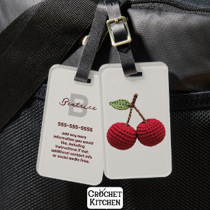 Etiqueta De Bagagem Minúscula Girly Crochet Red Cherry Summer