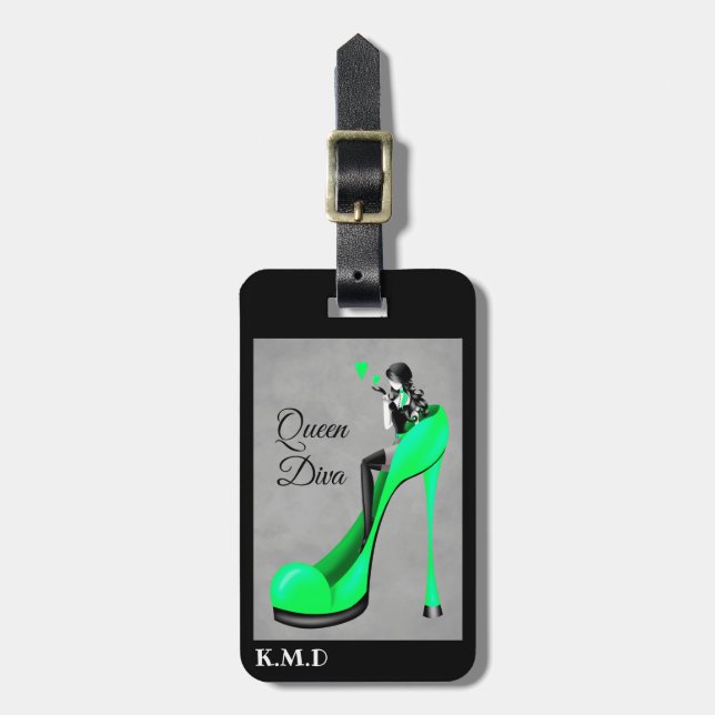 Etiqueta De Bagagem Moça Moda em Vermelho Stiletto Bagagem (Frente Vertical)