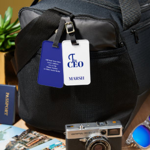 Etiqueta De Bagagem Mochila Azul Impressa Minimalista Moderna do CEO