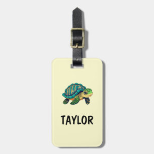 Etiqueta De Bagagem Mochila Colorida Personalizada da Tartaruga Bonita