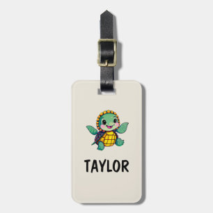 Etiqueta De Bagagem Mochila Colorida Personalizada da Tartaruga Bonita