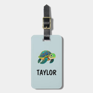 Etiqueta De Bagagem Mochila Colorida Personalizada da Tartaruga Bonita