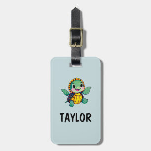 Etiqueta De Bagagem Mochila Colorida Personalizada de Tartaruga Fofa