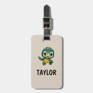 Etiqueta De Bagagem Mochila Colorida Personalizada de Tartaruga Fofa