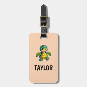 Etiqueta De Bagagem Mochila Colorida Personalizada de Tartaruga Fofa