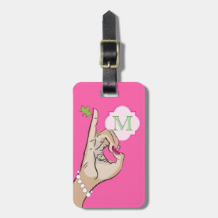 Etiqueta De Bagagem Modelo cor-de-rosa e verde bonito do Tag do saco