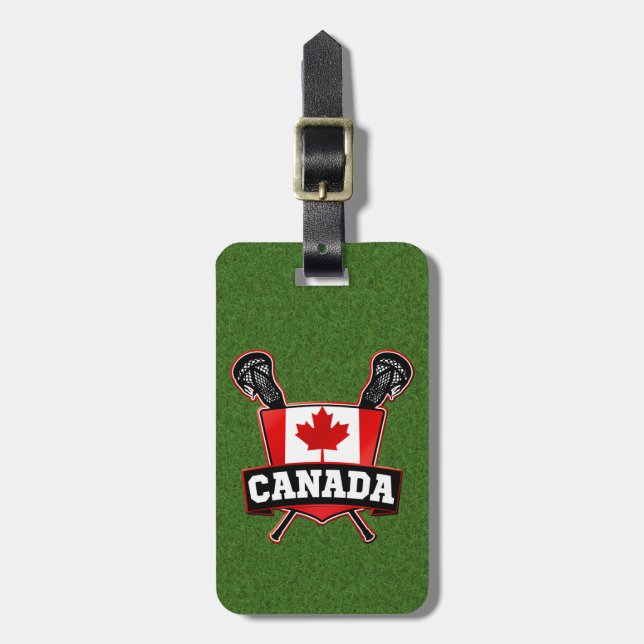 Etiqueta De Bagagem Modelo de bagagem de lacrosse canadense (Frente Vertical)