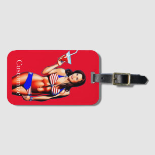 Etiqueta De Bagagem Modelo de Malhação Bikini Patriótico Thunder_Cove
