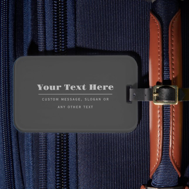 Etiqueta De Bagagem Modelo de Texto Retromoderno Editável | Cinza Escu (Frente Insitu 4)