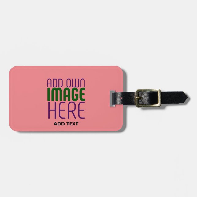 ETIQUETA DE BAGAGEM MODELO MODERNO EDITABLE SALMON PINK IMAGE (Frente Horizontal)