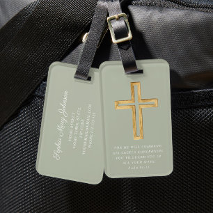 Etiqueta De Bagagem Moder Sage Green Cross