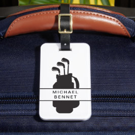 Etiqueta De Bagagem Modern Black And White Golf Sport