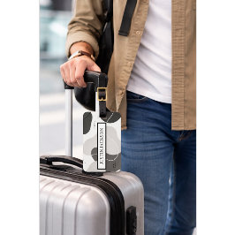 Etiqueta De Bagagem Modern Black White Luggage Tag Custom Name