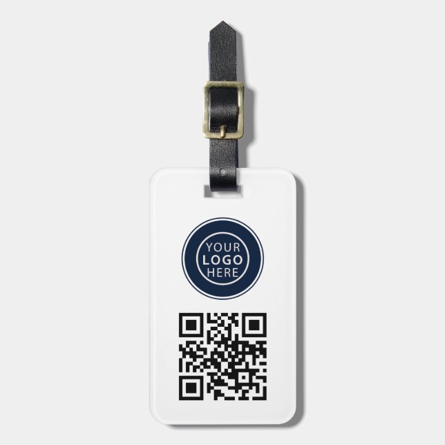 Etiqueta De Bagagem Modern Business Logo and QR Code Promotional (Frente Vertical)