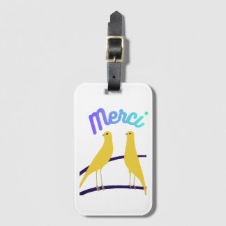 Etiqueta De Bagagem Modern Canary & "Merci" - Japandi Style Art