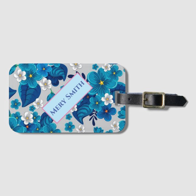 Etiqueta De Bagagem Modern Floral Seu Nome (Frente Horizontal)