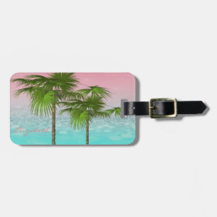 Etiqueta De Bagagem Modern Girly Tropical, Palm Tree