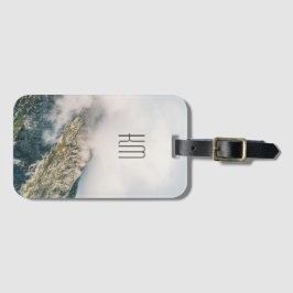 Etiqueta De Bagagem Modern Mountain Peak Monogram