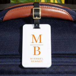 Etiqueta De Bagagem Modern Orange Monogram