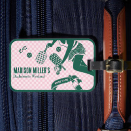 Etiqueta De Bagagem Modern Pickleball & Prosecco Bachelorette Weekend