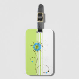 Etiqueta De Bagagem Modern Simple Flower Green Typography