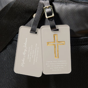 Etiqueta De Bagagem Modern Taupe Cross