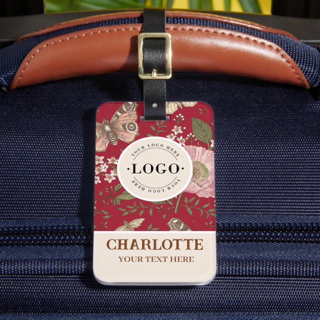 Etiqueta De Bagagem Modern Trendy Wildflower Floral Monograma Botânico (Frente Insitu 2)