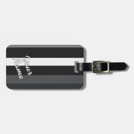 Etiqueta De Bagagem Moderna Linear | Carbono & Obsidiana