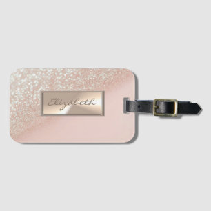 Etiqueta De Bagagem Moderno Chic Glamouroso Garota Brilho Bokeh Ombre
