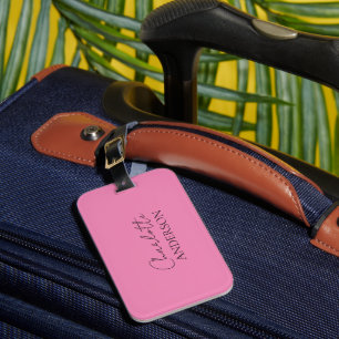 Etiqueta De Bagagem Moderno Minimalista Simples Elegante Nome Rosa