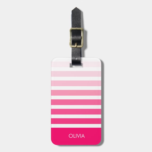 Etiqueta De Bagagem Moderno Rosa (Frente Vertical)