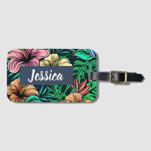 Etiqueta De Bagagem Moderno tropical colorido das flores personalizado