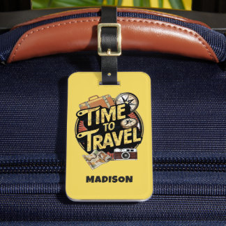 Etiqueta De Bagagem Modo de Férias Personalizado Amarelo para Viagem