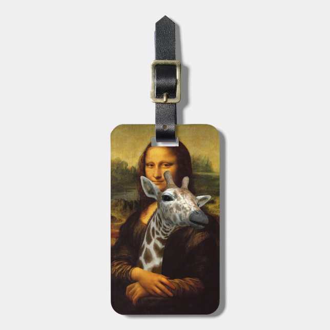 Etiqueta De Bagagem Mona Lisa ama Girafas (Frente Vertical)