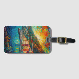 Etiqueta De Bagagem Mônaco, Monte Carlo Bay no estilo van Gogh