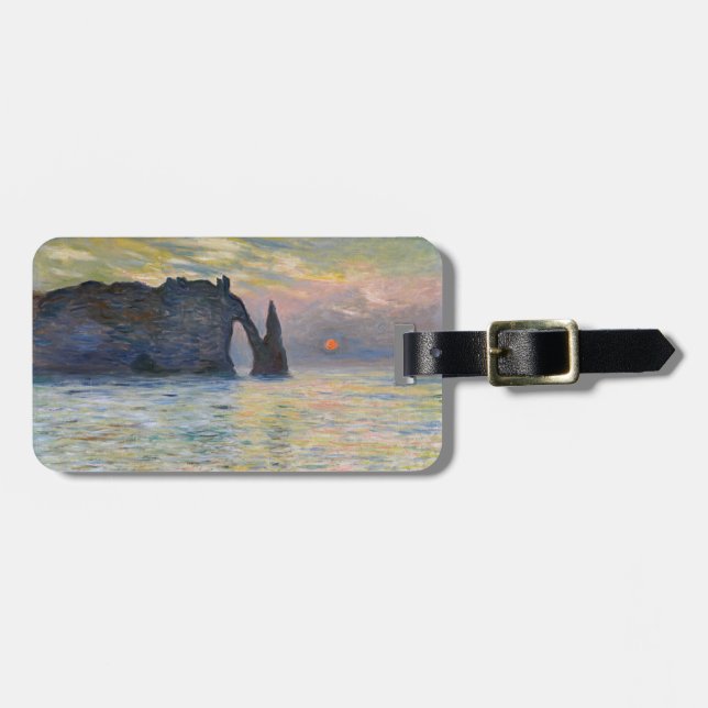 Etiqueta De Bagagem Monet - Manneport, Cliff em Etretat, Sunset (Frente Horizontal)