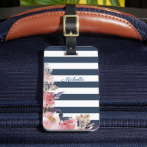 Etiqueta de bagagem monofilizada de faixa azul e b