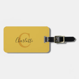 Etiqueta de bagagem monográfica amarela simples