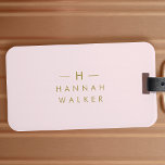 Etiqueta De Bagagem Monogram Blush Pink | Elegant Gold Minimalist<br><div class="desc">A simple stylish custom monogram design in a gold modern minimalist typography on an elegant pastel blush pink background. The monogram initials and name can easily be personalized along with the feature line to make a design as unique as you are! The perfect bespoke gift or accessory for any occasion....</div>