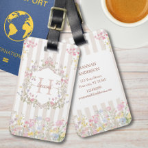 Monogram Colorful Floral Rococo Art Stripes