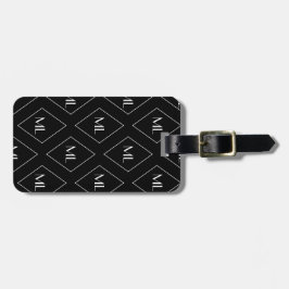 Etiqueta De Bagagem Monogram Initials Geometric Pattern Black