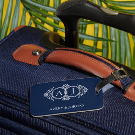 Etiqueta De Bagagem Monogram initials wedding  frame minimal design 